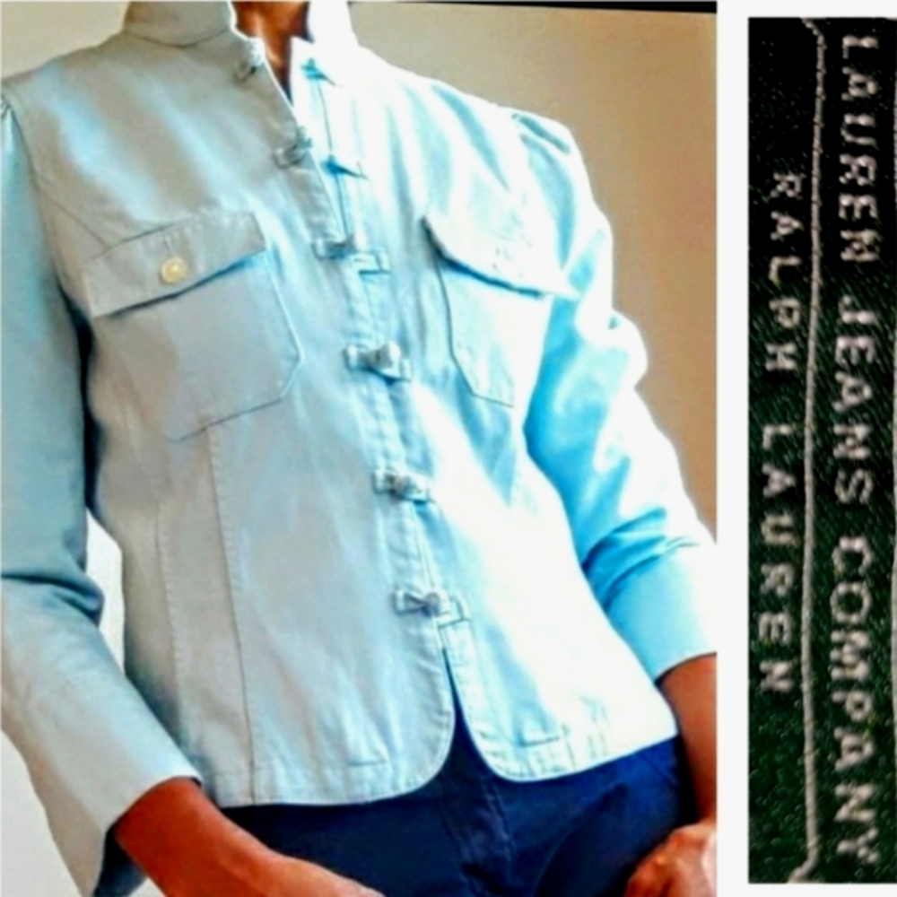 Ralph Lauren, Lauren Jean's Co. Mandarin Collar Pale Turquoise Jacket